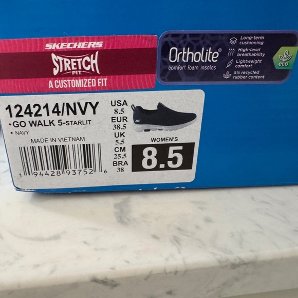 Sketchers Go Walk machine washable starlit navy slip ons, size 8.5 - Picture 14 of 16